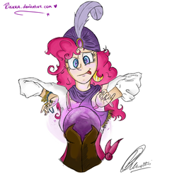 Size: 1300x1300 | Tagged: safe, artist:rinikka, pinkie pie, human, friendship is witchcraft, g4, fortune teller, gypsy pie, humanized, romani, solo, tongue out