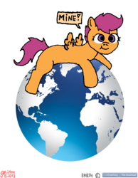 Size: 700x900 | Tagged: safe, artist:merkleythedrunken, scootaloo, pegasus, pony, g4, giant pegasus, giant pony, macro, pony bigger than a planet, solo, world