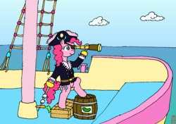 Size: 1735x1220 | Tagged: safe, artist:merkleythedrunken, pinkie pie, g4, bicorne, female, hat, pirate, solo