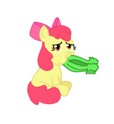 Size: 997x1082 | Tagged: safe, artist:merkleythedrunken, apple bloom, earth pony, pony, g4, celery, eating, female, filly, foal, herbivore, simple background, solo, transparent background