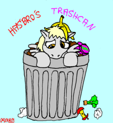 Size: 1098x1194 | Tagged: safe, artist:merkleythedrunken, derpy hooves, pegasus, pony, g4, derpygate, female, gak, mare, sad, solo, trash