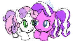 Size: 600x342 | Tagged: safe, artist:shirayuri-denukun, diamond tiara, sweetie belle, g4