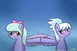 Size: 1524x1016 | Tagged: safe, artist:zortail, cloudchaser, flitter, g4, duo, hoofbump