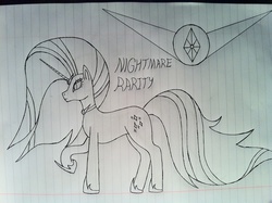 Size: 2592x1936 | Tagged: safe, nightmare rarity, g4, spoiler:comic, female, lined paper, monochrome, solo, traditional art