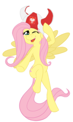 Size: 480x800 | Tagged: safe, artist:mrkashkiet, fluttershy, pegasus, pony, g4, female, hat, mare, poland, simple background, solo, transparent background