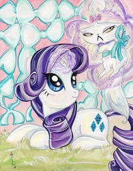 Size: 1245x1600 | Tagged: safe, artist:sara richard, opalescence, rarity, g4, traditional art