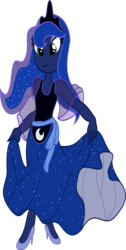 Size: 4133x8176 | Tagged: safe, artist:vector-brony, princess luna, human, equestria girls, g4, absurd resolution, alternate design, clothes, dress, equestria girls-ified, female, humanized, simple background, solo, transparent background, vector