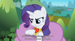 Size: 853x469 | Tagged: safe, edit, edited screencap, screencap, rarity, spike, pony, unicorn, g4, my little pony: friendship is magic, secret of my excess, caption, female, horn, lesbian, text, youtube caption