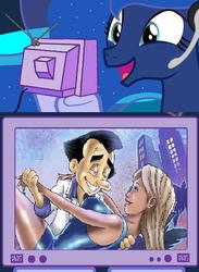 Size: 437x598 | Tagged: safe, princess luna, gamer luna, g4, announcement, exploitable meme, leisure suit larry, news, tv meme, video game