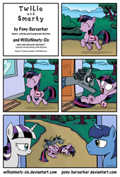 Size: 1090x1600 | Tagged: safe, artist:pony-berserker, artist:walliscolours, night light, smarty pants, twilight sparkle, twilight velvet, g4, calvin and hobbes, comic, crossover, filly, foal, parent, parody, twilight and smarty