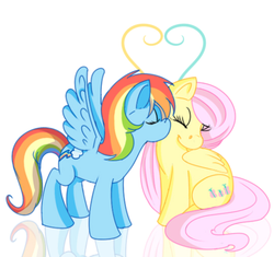 Size: 539x506 | Tagged: safe, artist:shokly, fluttershy, rainbow dash, pegasus, pony, g4, duo, female, kissing, lesbian, ship:flutterdash, shipping