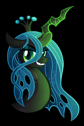 Size: 3452x5202 | Tagged: safe, artist:drawponies, queen chrysalis, changeling, changeling queen, g4, absurd resolution, crown, female, glowing, glowing horn, horn, jewelry, regalia, solo