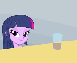 Size: 550x451 | Tagged: safe, twilight sparkle, equestria girls, g4, chocolate milk, exploitable meme, funny, meme, spill, spilled milk