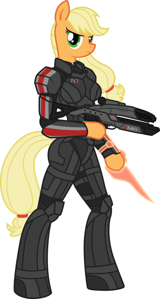 326926 Safe Artistchimajra Applejack Anthro Armor Commander Shepard Crossover Female 8545