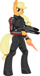 Size: 3220x6000 | Tagged: safe, artist:chimajra, applejack, earth pony, anthro, g4, armor, commander shepard, crossover, female, mass effect, n7 armor, omni-blade, omni-tool, simple background, solo, transparent background, vector