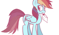 Size: 800x480 | Tagged: safe, artist:pocket-monster-1994, rainbow dash, g4, female, letter, love letters, mouth hold, solo