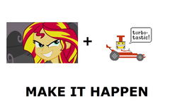 Size: 1337x796 | Tagged: safe, sunset shimmer, equestria girls, g4, my little pony equestria girls, exploitable meme, make it happen, meta, simple background, turbo, white background, wreck-it ralph