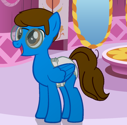 Size: 901x886 | Tagged: safe, artist:icswcshadow, oc, oc only, pegasus, pony, blaine, diaper, non-baby in diaper, solo