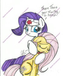 Size: 600x727 | Tagged: safe, artist:1trurarity, fluttershy, rarity, g4, female, lesbian, nurse, ship:flarity, shipping