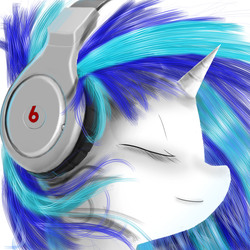 Size: 1500x1500 | Tagged: safe, artist:axauraroar, dj pon-3, vinyl scratch, g4, beats, female, headphones, portrait, solo