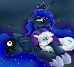 Size: 865x792 | Tagged: safe, artist:chromaflow, princess luna, rarity, g4, spoiler:comic, crying, feels