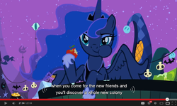 Size: 854x510 | Tagged: safe, screencap, princess luna, g4, apple, food, youtube caption