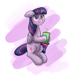 Size: 2400x2400 | Tagged: safe, artist:erockertorres, twilight sparkle, alicorn, pony, g4, drinking, female, juice box, mare, sitting, solo, twilight sparkle (alicorn)