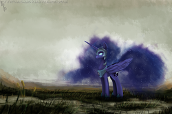 Size: 1500x1000 | Tagged: safe, artist:sonicrainboom93, nightmare moon, g4, female, glowing eyes, solo