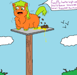 Size: 900x876 | Tagged: safe, artist:sapient fart, fluffy pony, crying, poop, pooping, scared, solo, urine