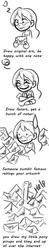 Size: 230x1184 | Tagged: safe, artist:rainekitty, human, comic, drawing, meta, monochrome, solo