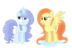 Size: 1702x1147 | Tagged: safe, artist:decprincess, oc, oc only, pegasus, pony, unicorn, magic, water, wet