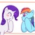 Size: 600x600 | Tagged: safe, artist:nyankamedon, rainbow dash, rarity, g4, blushing, laughing, pixiv