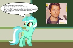 Size: 887x588 | Tagged: safe, lyra heartstrings, human, pony, unicorn, g4, castiel, chalkboard, human studies101 with lyra, misha collins, mishapocalypse, supernatural, tumblr