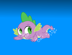 Size: 3000x2318 | Tagged: safe, artist:dragonboi471, spike, g4, bubble, male, puffy cheeks, solo, swimming, underwater