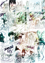 Size: 1024x1411 | Tagged: safe, artist:honeyodew, artist:kanashiipanda, octavia melody, changeling, g4, cafe, comic, fight, humanized