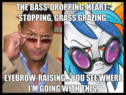 Size: 1024x768 | Tagged: safe, idw, dj pon-3, vinyl scratch, g4, comic, dwayne johnson, eyebrows, red eyes, wrestling, wwe