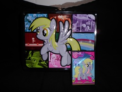 Size: 4608x3456 | Tagged: safe, enterplay, derpy hooves, pegasus, pony, g4, official, female, irl, lunchbox, mare, merchandise, photo, trading card