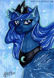 Size: 666x955 | Tagged: safe, artist:php174, princess luna, g4, bust, female, solo, traditional art