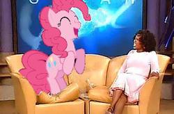 Size: 469x307 | Tagged: safe, pinkie pie, human, g4, chair, couch, irl, irl human, oprah, oprah winfrey, photo, ponies in real life