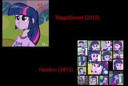Size: 900x606 | Tagged: safe, artist:ashesg, artist:megasweet, artist:php50, twilight sparkle, human, equestria girls, g4, my little pony equestria girls, comparison, duckface, equestria girls drama, hilarious in hindsight, humanized, pony coloring, pouting, similarities