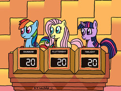Size: 1024x768 | Tagged: safe, artist:djgames, fluttershy, rainbow dash, twilight sparkle, g4, game show, gameshow, sale of the century