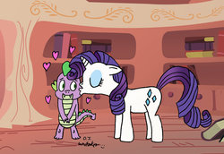 Size: 900x618 | Tagged: safe, artist:djgames, rarity, spike, g4, female, kissing, male, ship:sparity, shipping, straight