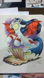 Size: 1024x1816 | Tagged: safe, artist:andypriceart, bat pony, pony, vampire, lilith (marvel), marvel, traditional art