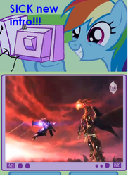 Size: 439x603 | Tagged: safe, rainbow dash, g4, beast hunters, exploitable meme, hub logo, optimus prime, predaking, transformers, transformers prime, tv meme