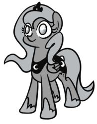 Size: 693x887 | Tagged: safe, artist:alskylark, princess luna, pony, moonstuck, g4, female, grayscale, monochrome, simple background, solo, transparent background, vector, woona