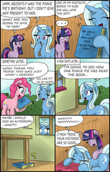 Size: 1959x3070 | Tagged: safe, artist:ciriliko, pinkie pie, trixie, twilight sparkle, g4, comic, creeper, harry potter (series)