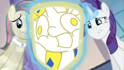 Size: 1422x800 | Tagged: safe, bonna fide, glamour gleam, rarity, oc, oc:princess ataxia, g4, cadance's mirror, exploitable meme, meme, mirror