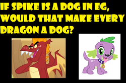 Size: 848x559 | Tagged: safe, edit, garble, spike, dog, dragon quest, equestria girls, g4, my little pony equestria girls, my little pony: friendship is magic, spike the dog, spike's dog collar, yellow words