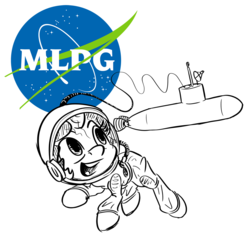 Size: 1200x1132 | Tagged: safe, artist:derkrazykraut, oc, oc only, oc:marker pony, pony, 4chan, lineart, logo, mlpg, nasa, simple background, solo, space, spacesuit, submarine