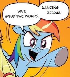 Size: 334x366 | Tagged: safe, idw, applejack, rainbow dash, g4, comic, exploitable meme, meme, two words meme